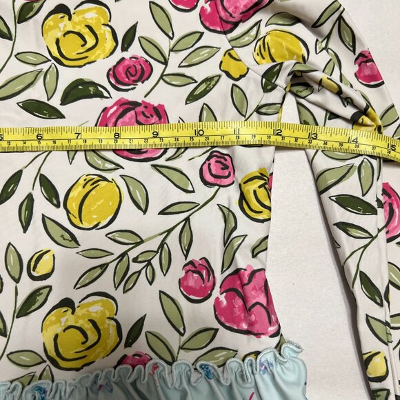Sweet Honey Girls Floral Rose Ruffle Long Sleeve Swim Top Rashguard Size 10Y - Picture 2 of 5